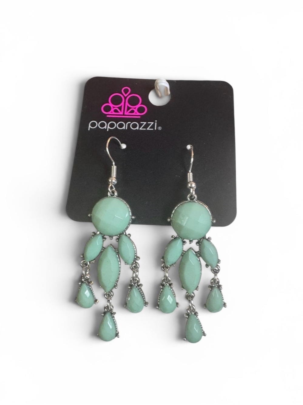 paparazzi Mint Green Faceted Chandelier Drop Earrings